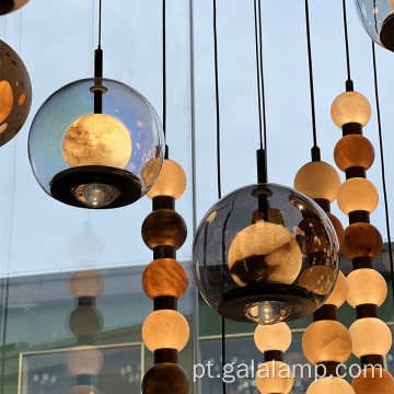 Globo LED moderno de vidro fumê de dupla camada